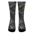 Black Grey Marble Print Crew Socks