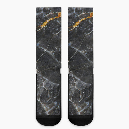 Black Grey Marble Print Crew Socks