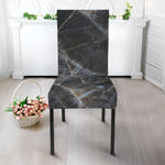 Black Grey Marble Print Dining Chair Slipcover