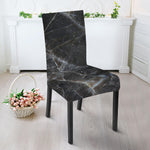 Black Grey Marble Print Dining Chair Slipcover
