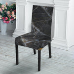 Black Grey Marble Print Dining Chair Slipcover