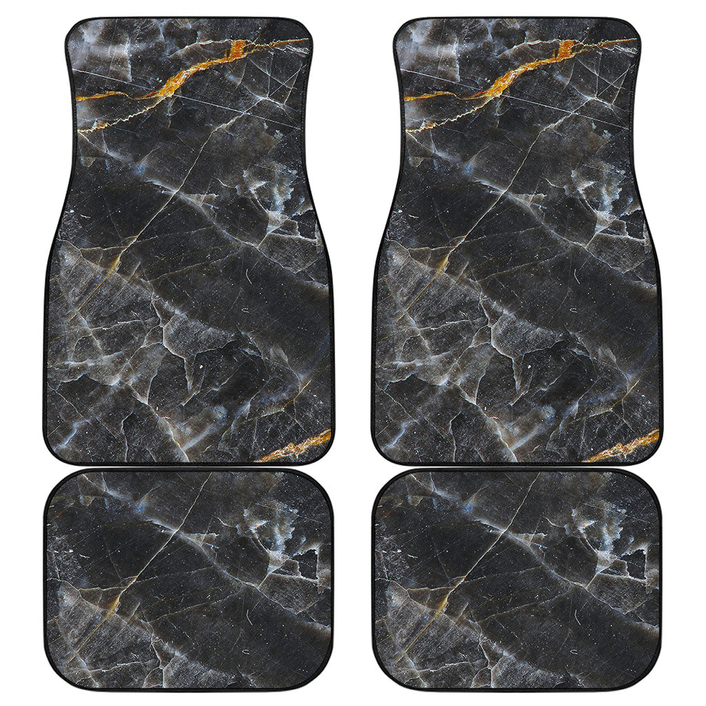 Black Grey Marble Print Front and Back Car Floor Mats