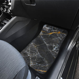 Black Grey Marble Print Front and Back Car Floor Mats