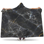 Black Grey Marble Print Hooded Blanket