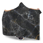 Black Grey Marble Print Hooded Blanket