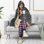 Black Grey Marble Print Hooded Blanket