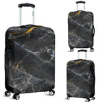 Black Grey Marble Print Luggage Cover GearFrost