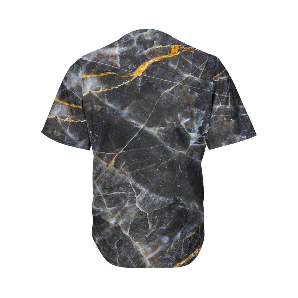 Black Grey Marble Print Men's Baseball Jersey