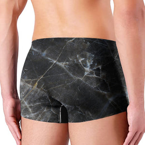 Black Grey Marble Print Men's Boxer Briefs