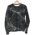 Black Grey Marble Print Men's Crewneck Sweatshirt