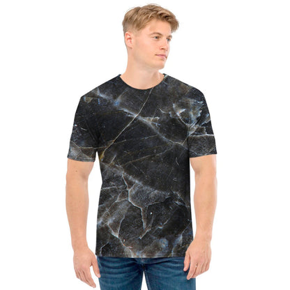 Black Grey Marble Print Men's T-Shirt