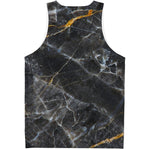 Black Grey Marble Print Men's Tank Top