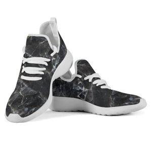 Black Grey Marble Print Mesh Knit Shoes GearFrost