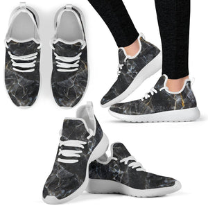 Black Grey Marble Print Mesh Knit Shoes GearFrost