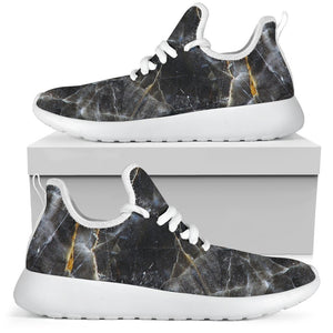 Black Grey Marble Print Mesh Knit Shoes GearFrost