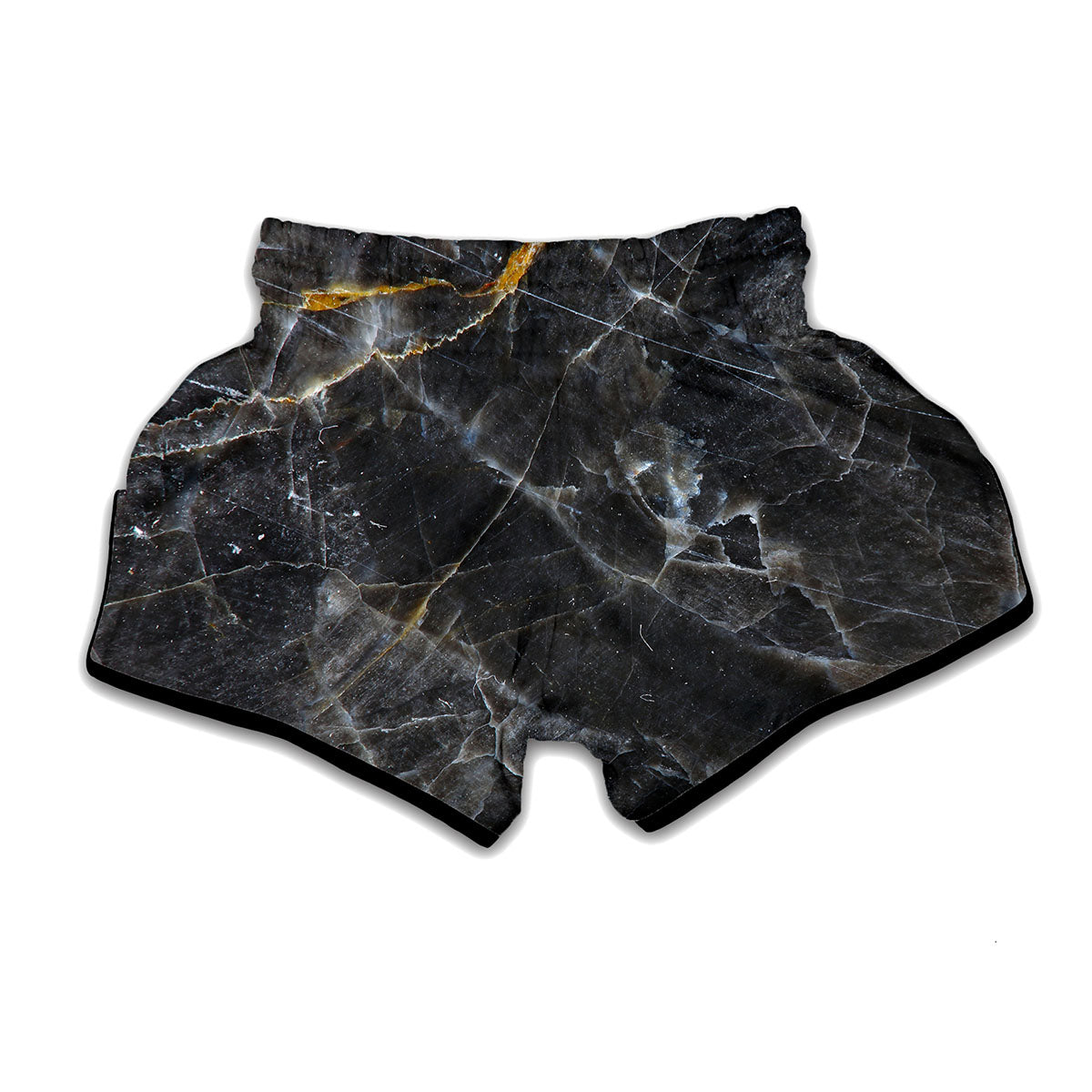 Black Grey Marble Print Muay Thai Boxing Shorts