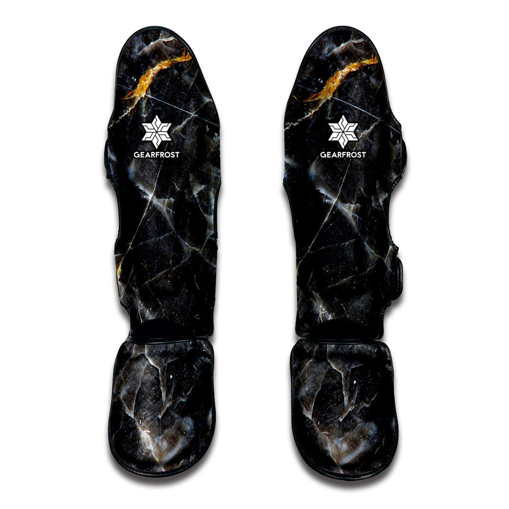 Black Grey Marble Print Muay Thai Shin Guard