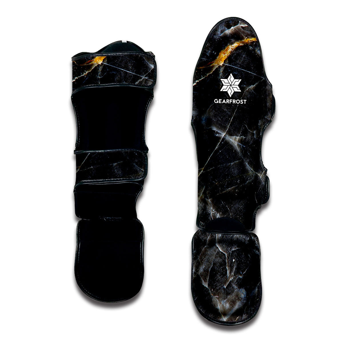 Black Grey Marble Print Muay Thai Shin Guard