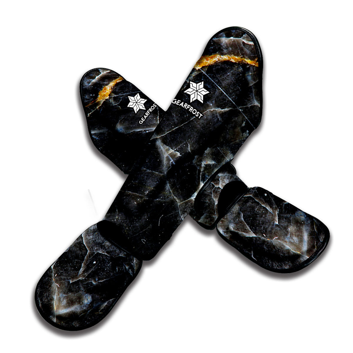 Black Grey Marble Print Muay Thai Shin Guard