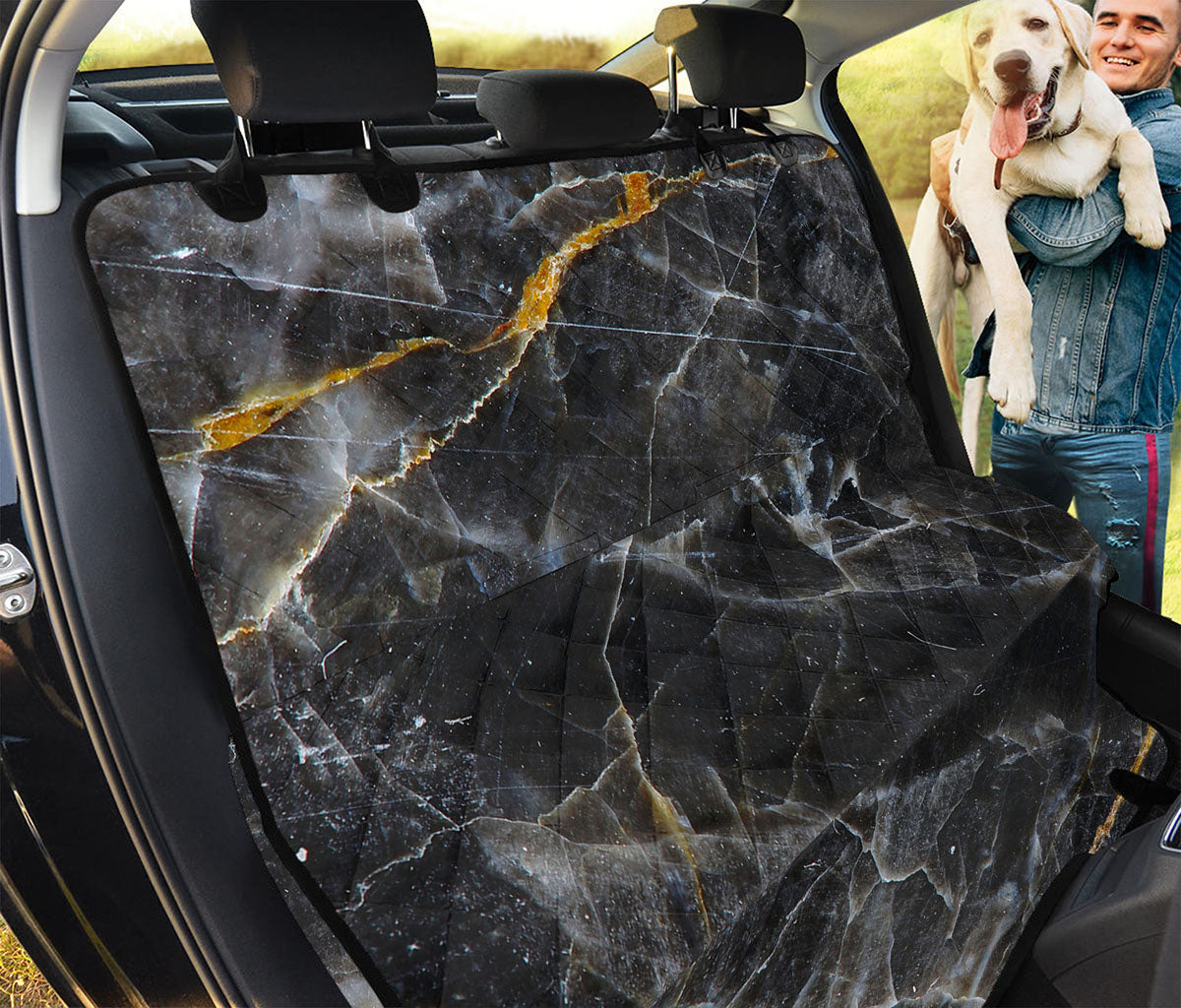 Black Grey Marble Print Pet Car Back Seat Cover