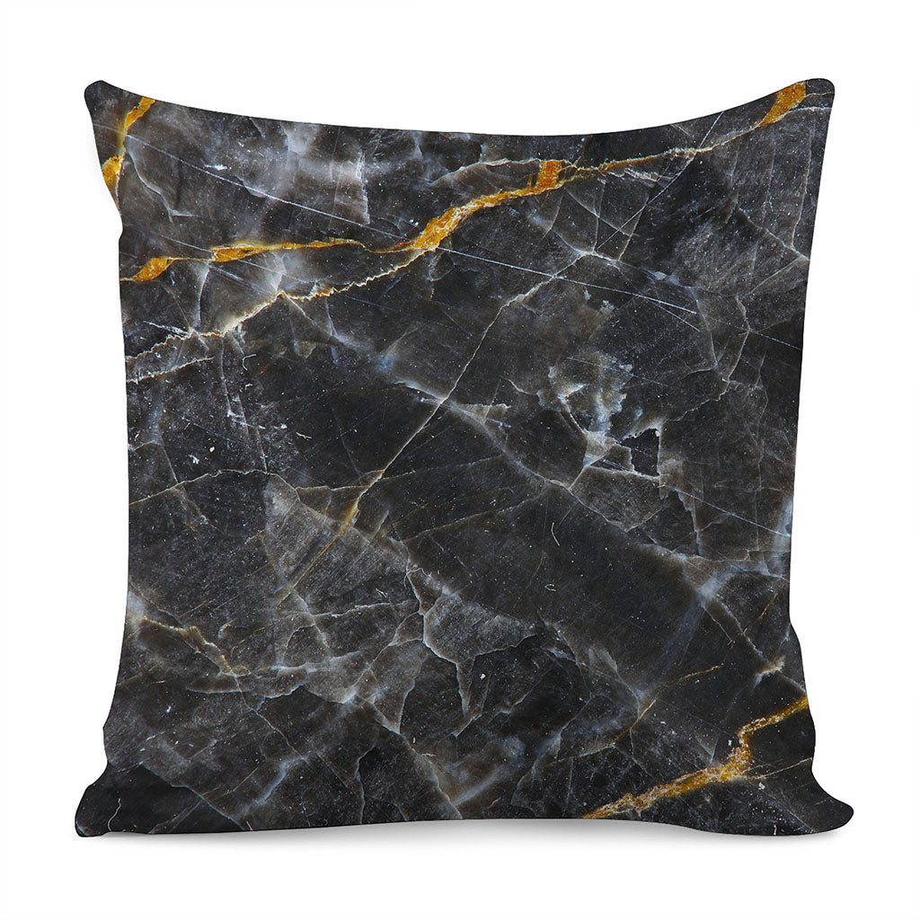 Black Grey Marble Print Pillow Cover