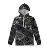 Black Grey Marble Print Pullover Hoodie