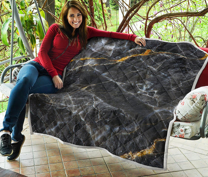 Black Grey Marble Print Quilt
