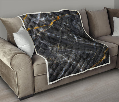 Black Grey Marble Print Quilt