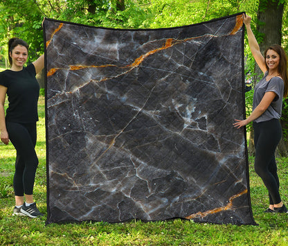 Black Grey Marble Print Quilt