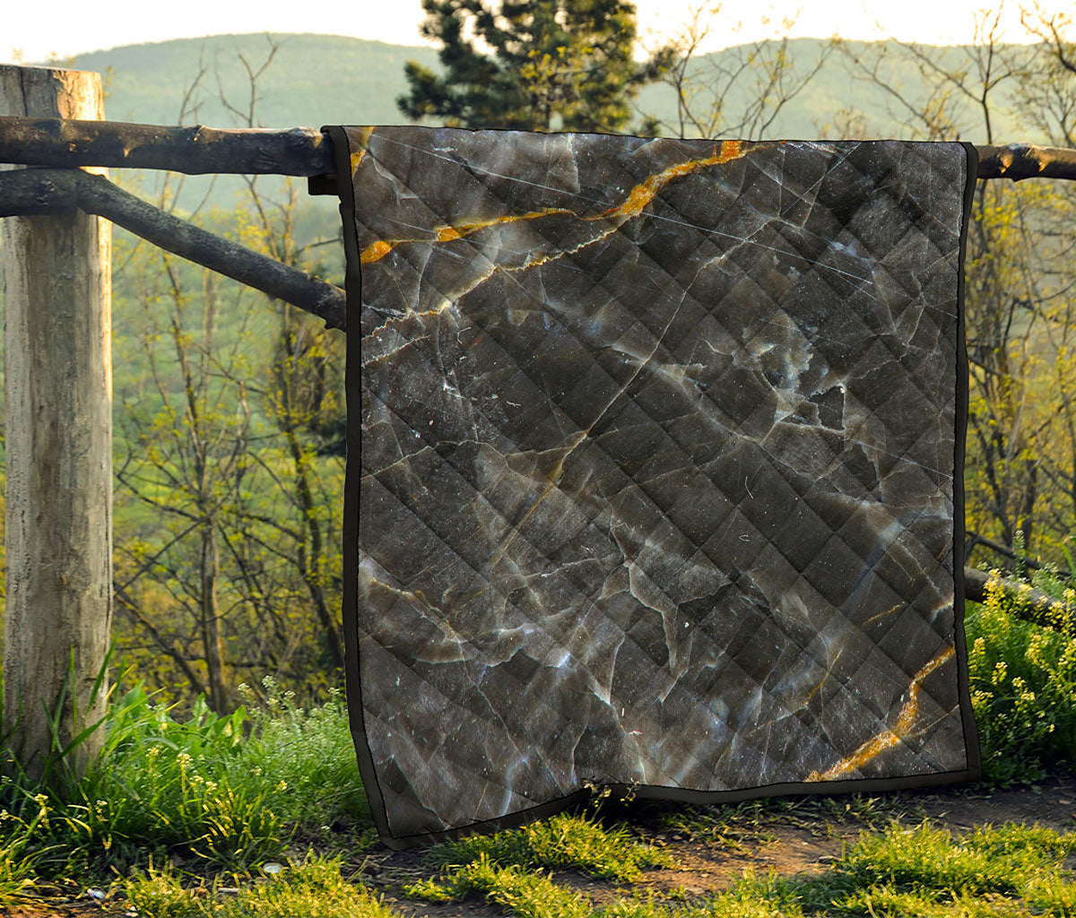 Black Grey Marble Print Quilt