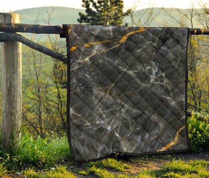 Black Grey Marble Print Quilt