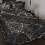 Black Grey Marble Print Quilt Bed Set