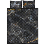 Black Grey Marble Print Quilt Bed Set