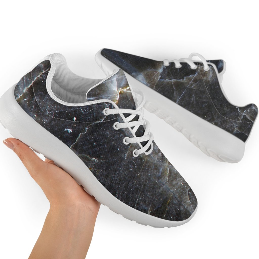 Black Grey Marble Print Sport Shoes GearFrost