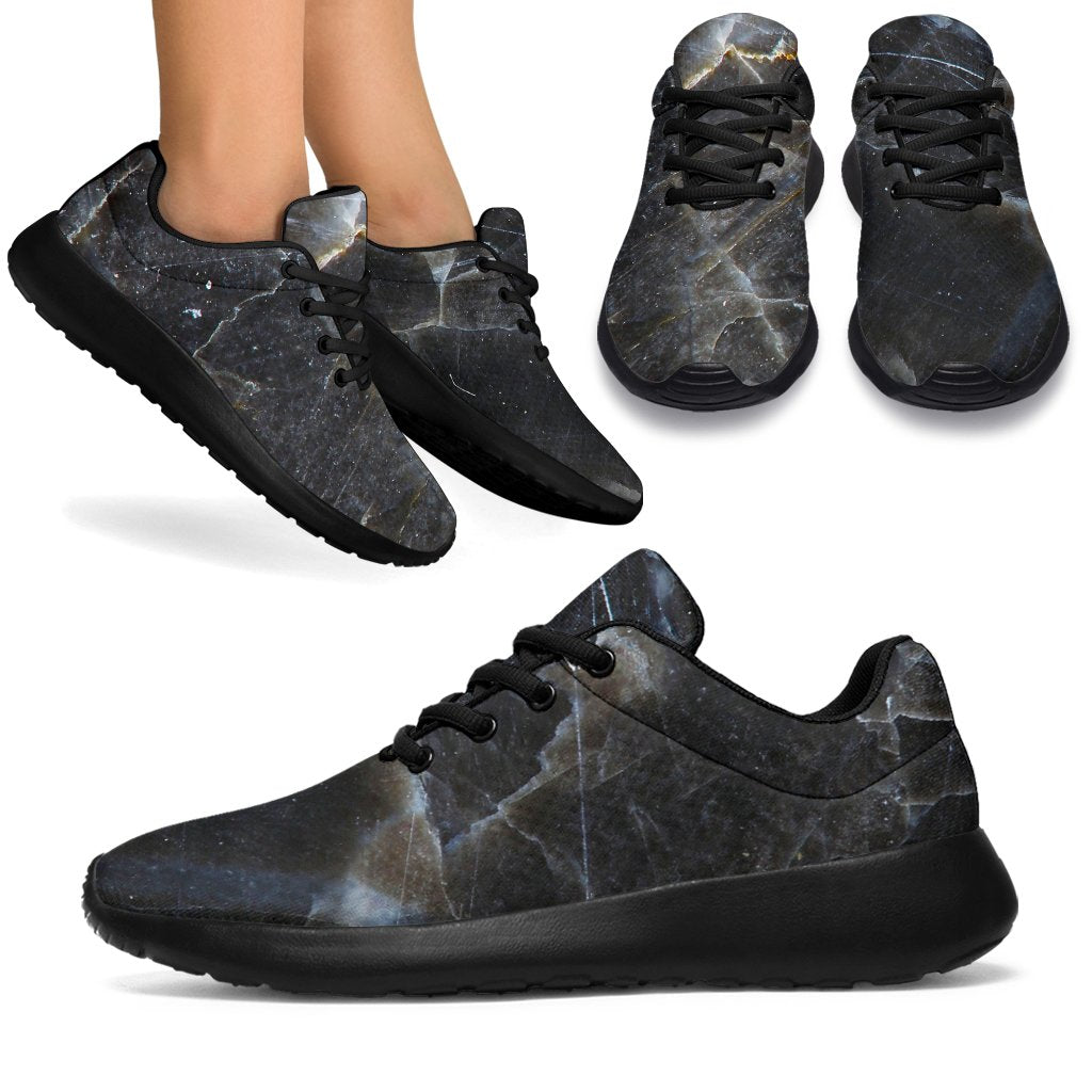 Black Grey Marble Print Sport Shoes GearFrost