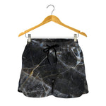 Black Grey Marble Print Women's Shorts