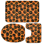 Black Halloween Pumpkin Pattern Print 3 Piece Bath Mat Set