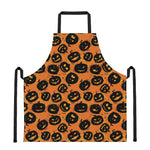 Black Halloween Pumpkin Pattern Print Apron