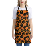 Black Halloween Pumpkin Pattern Print Apron