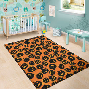 Black Halloween Pumpkin Pattern Print Area Rug