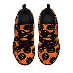 Black Halloween Pumpkin Pattern Print Black Sneakers