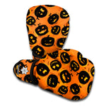 Black Halloween Pumpkin Pattern Print Boxing Gloves