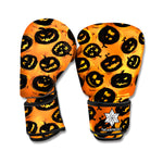 Black Halloween Pumpkin Pattern Print Boxing Gloves