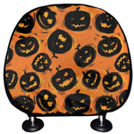 Black Halloween Pumpkin Pattern Print Car Headrest Covers