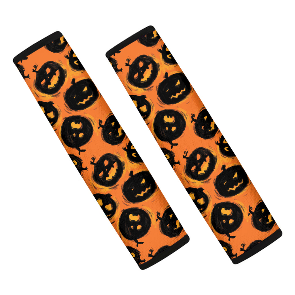 Black Halloween Pumpkin Pattern Print Car Seat Belt Covers