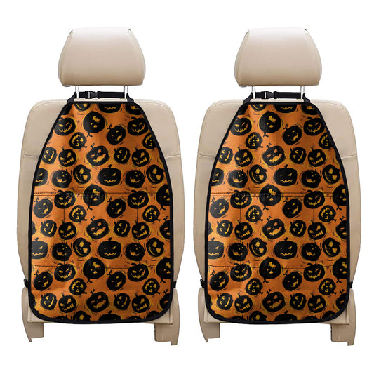 Black Halloween Pumpkin Pattern Print Car Seat Organizers