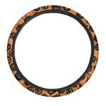 Black Halloween Pumpkin Pattern Print Car Steering Wheel Cover