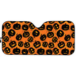 Black Halloween Pumpkin Pattern Print Car Sun Shade