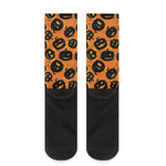 Black Halloween Pumpkin Pattern Print Crew Socks