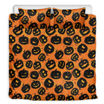 Black Halloween Pumpkin Pattern Print Duvet Cover Bedding Set
